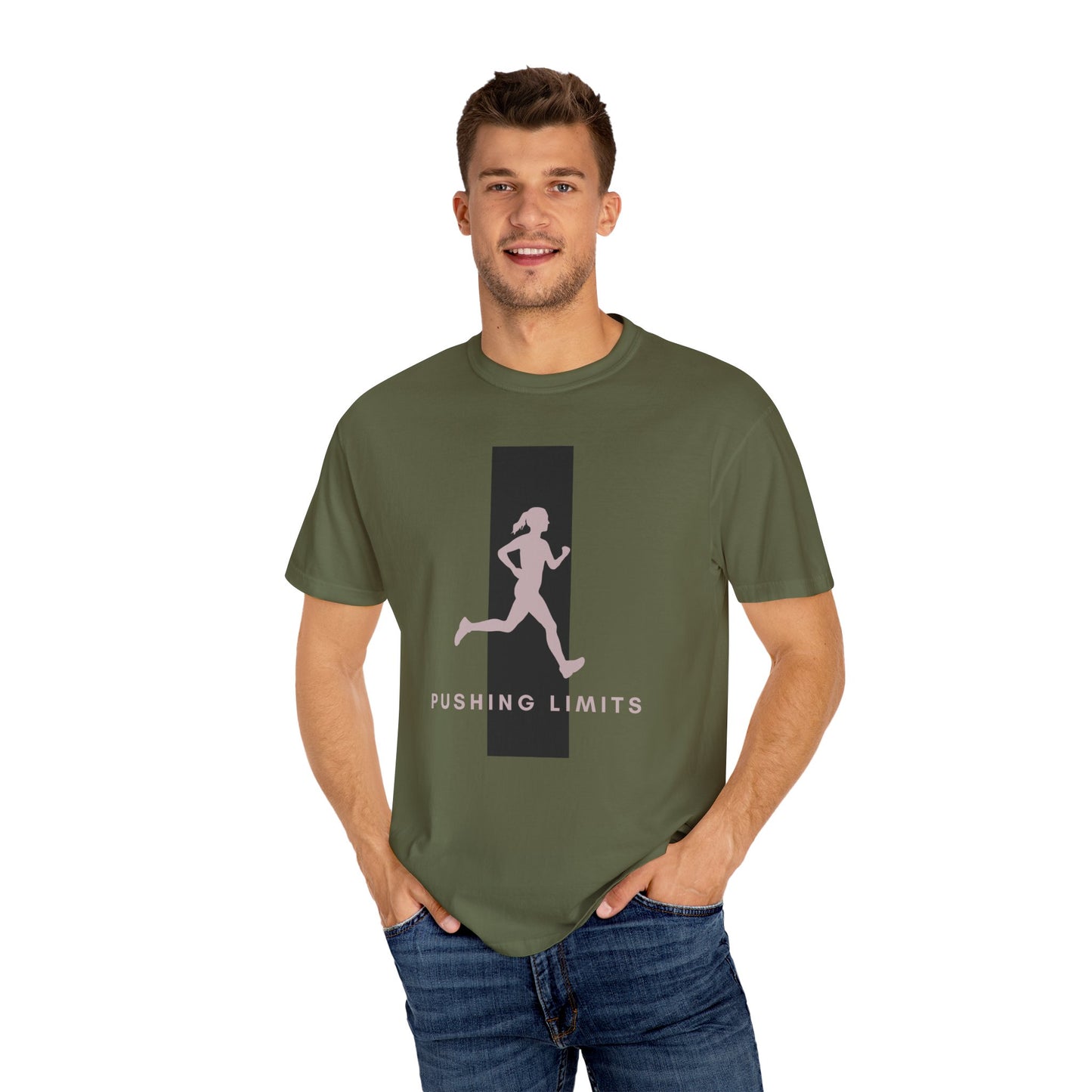 Unisex Garment-Dyed T-shirt, female running, woman Pushing Limits