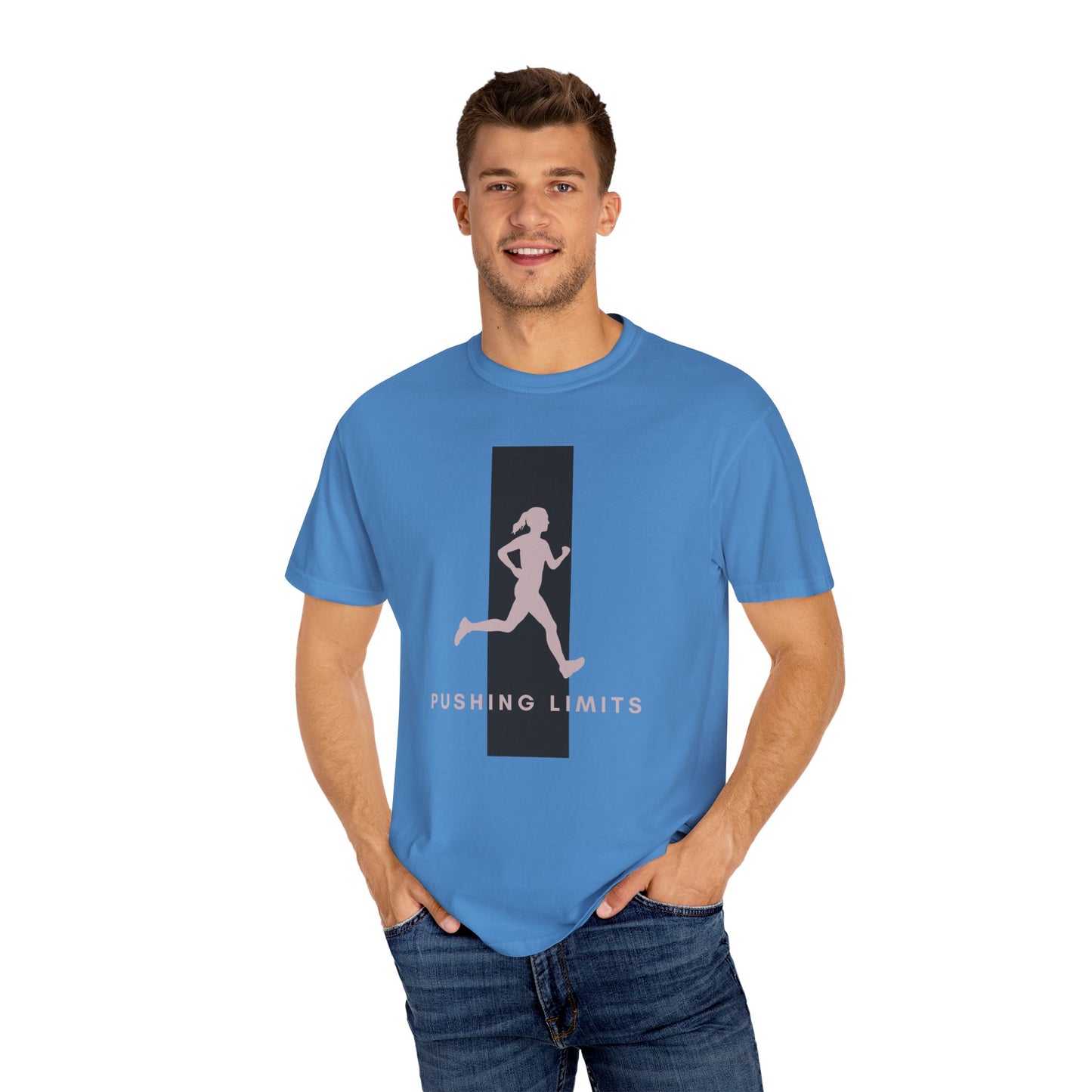 Unisex Garment-Dyed T-shirt, female running, woman Pushing Limits