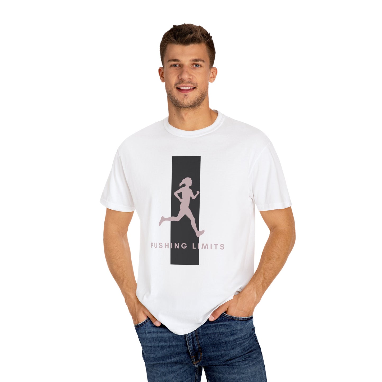 Unisex Garment-Dyed T-shirt, female running, woman Pushing Limits