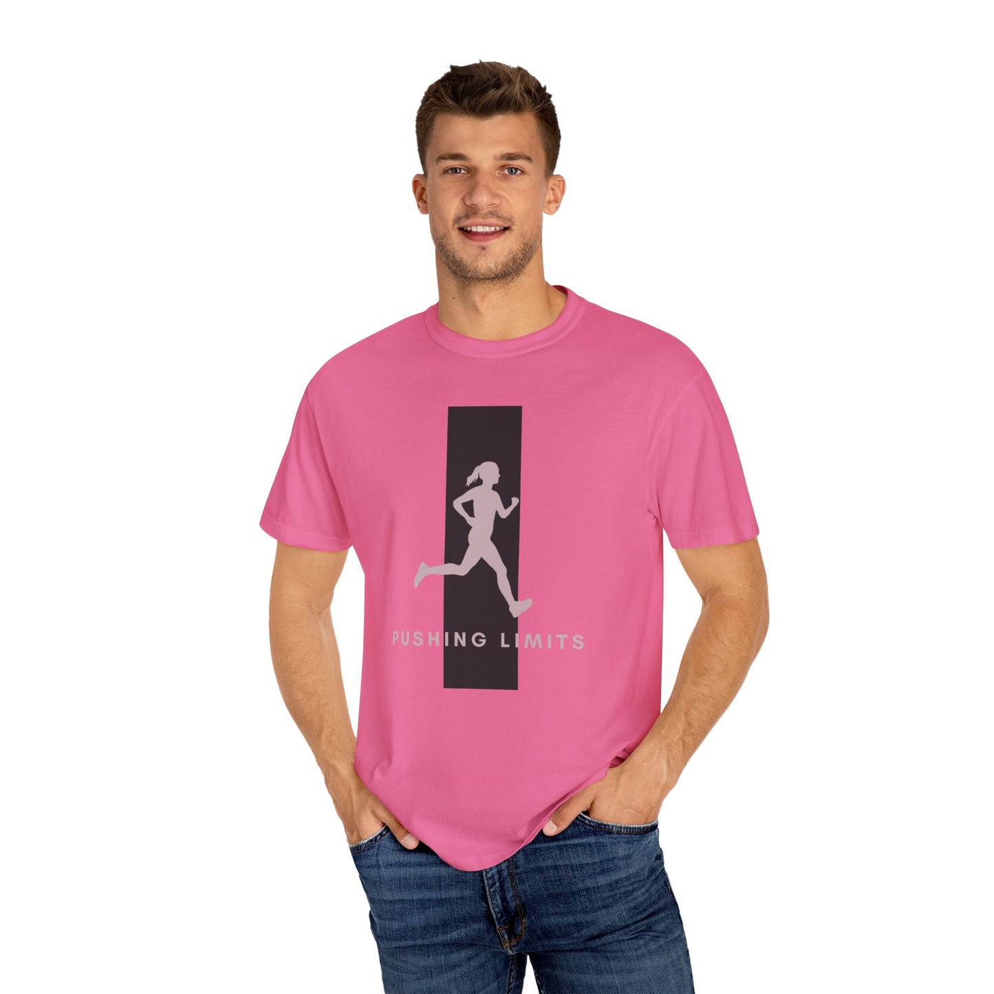 Unisex Garment-Dyed T-shirt, female running, woman Pushing Limits